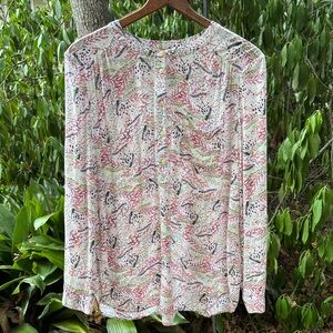 LOFT Multicolor Leaf Print Blouse